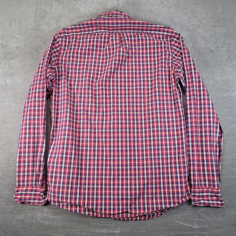 J. Crew Y2K Mens LT Large Tall Classic Fit Button Down Shirt Red Blue‎ Plaid